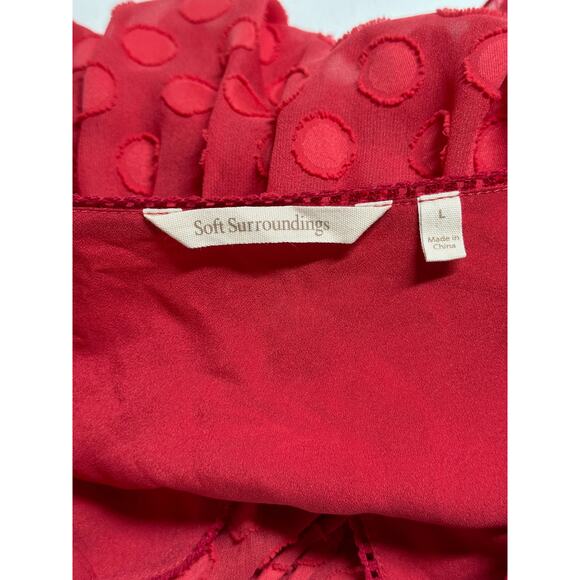 Soft Surroundings Top Women Large Red Besito Polka Dot Sheer Ruffle Tassels Boho - Picture 7 of 10